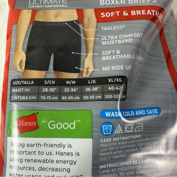 **6 Pack Hanes Men's Sz Med Black Tagless Boxer Briefs
Black/Gray - Picture 4 of 4